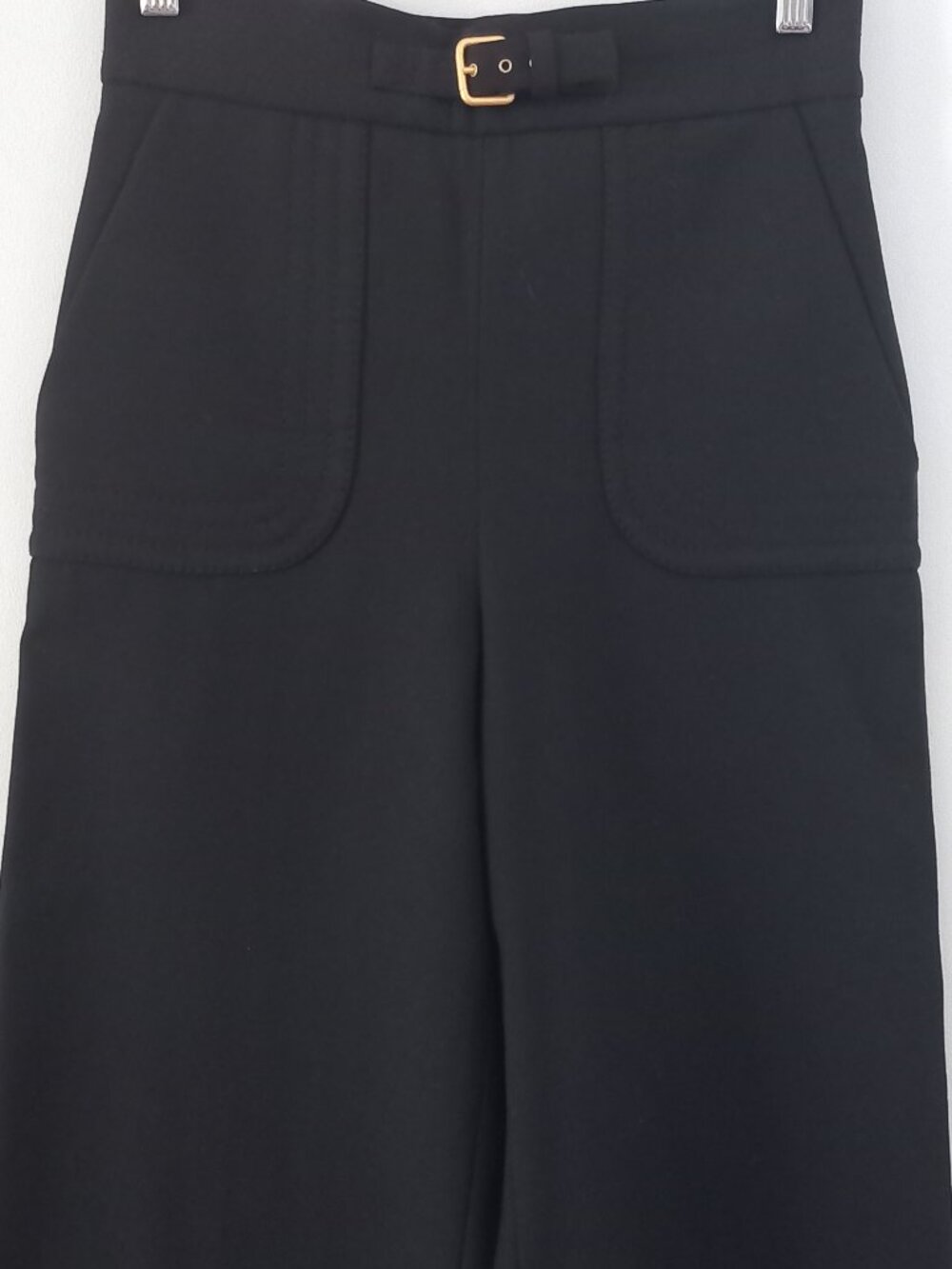 RED VALENTINO black high waist wide leg dress pants with gold belt buckle - Picture 2 of 13